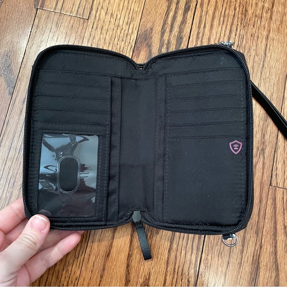 Vera Bradley RFID Zip Around Wallet Black Floral Women Size 6.5 x 4 - Picture 7 of 11